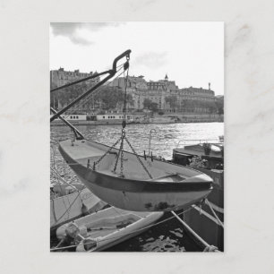 Boat on the Seine River Paris Postcard