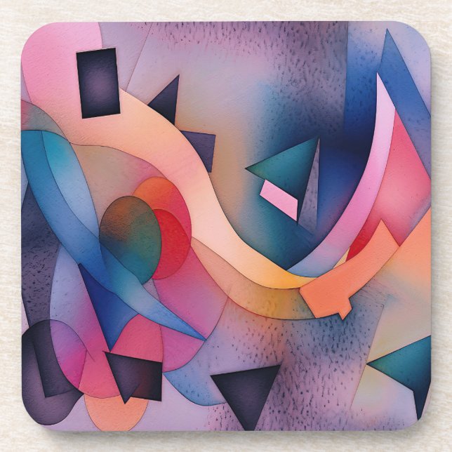 "Boat On Water" Contemporary Abstract Art Coaster (Front)