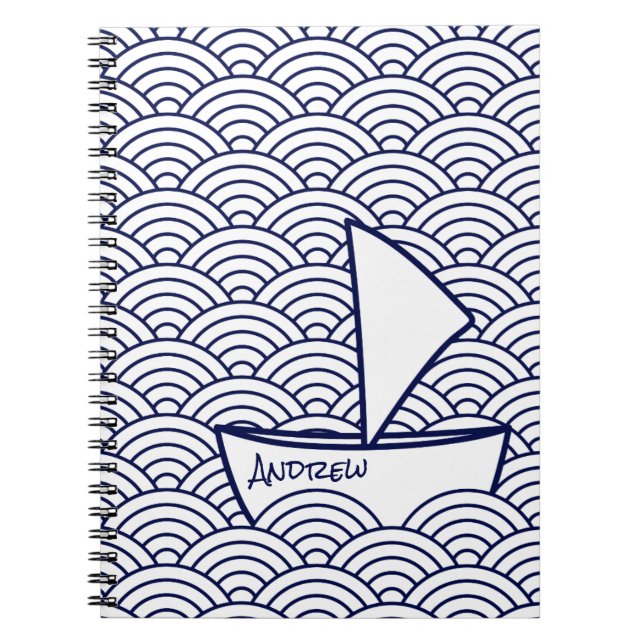Boat on Waves Photo Notebook (Front)