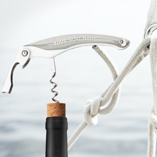Boat or Beach House Corkscrew Bottle Opener (A wine corkscrew bottle opener featuring a silvery fishlike design in soft colors)