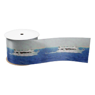 Boat painting satin ribbon