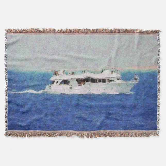 Boat painting throw blanket (Front)