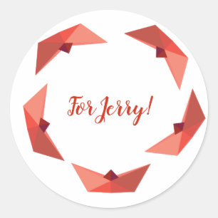 Boat, Paper Hat, Custom name sticker
