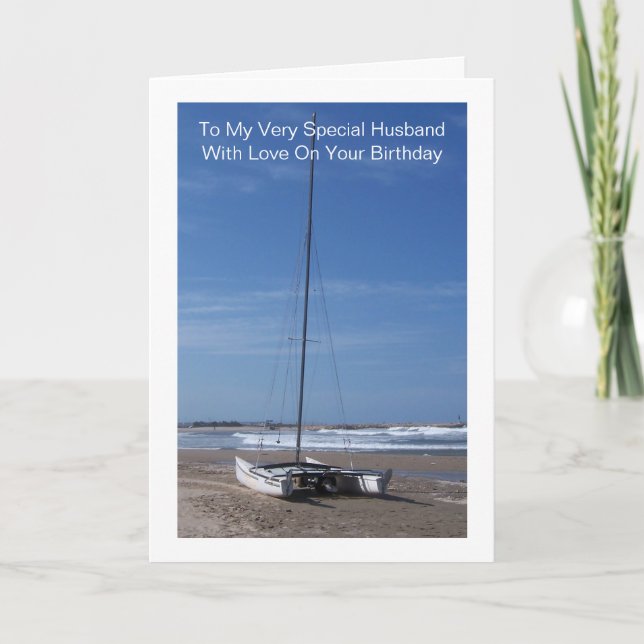 Boat Personalised Husband Birthday Card (Front)