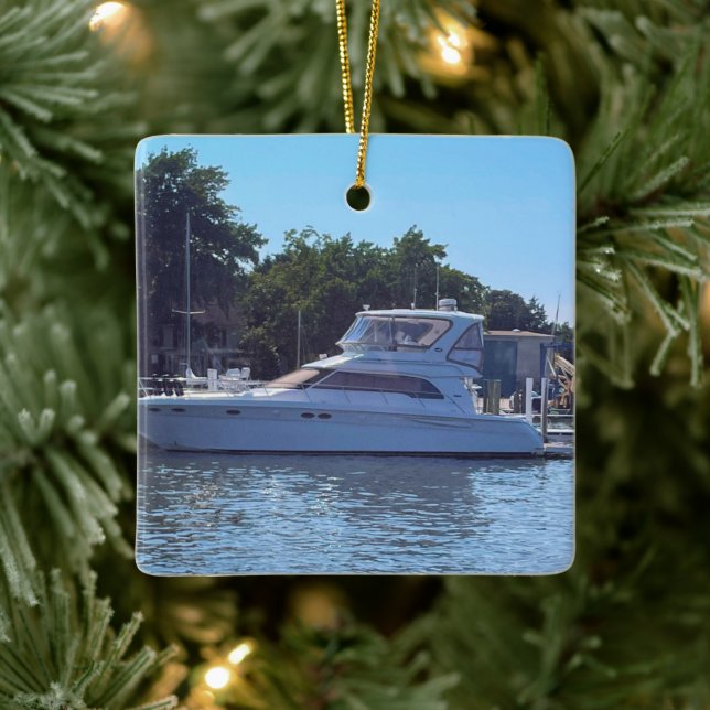 Boat Photo Ceramic Ornament (Tree)