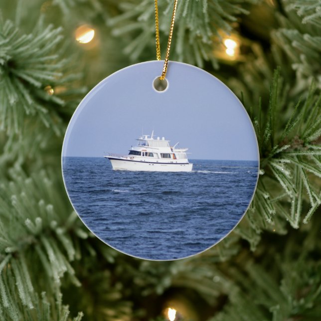 Boat Photo Ceramic Ornament (Tree)