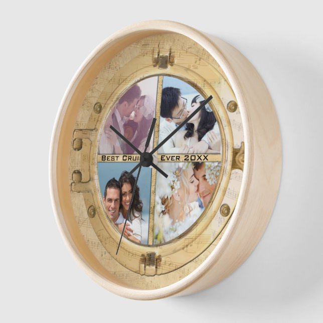 Boat Porthole Honeymoon Photo Best Cruise Ever Wall Clock (Angle)