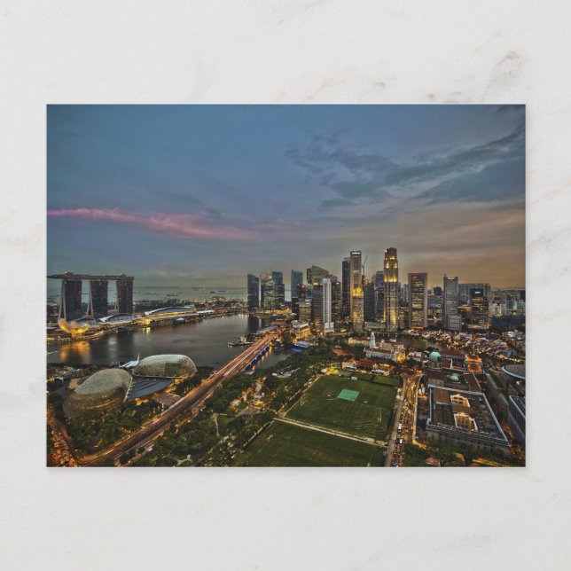 Boat Quay Singapore City Skyline Panorama Postcard (Front)