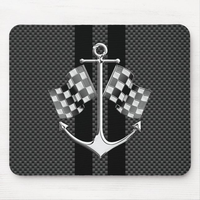 Boat Racing Nautical Carbon Fibre Chrome Styles Mouse Pad (Front)