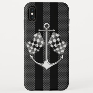 Boat Racing Nautical in Black Carbon Fibre Style iPhone XS Max Case