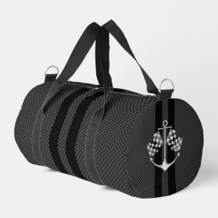 Boat Racing Nautical in Black Carbon Fibre Style Duffle Bag