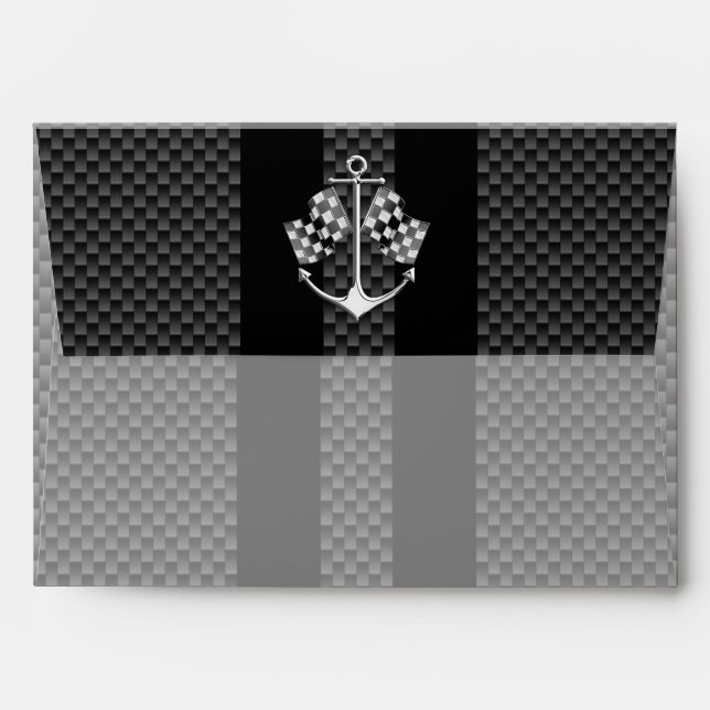 Boat Racing Nautical in Black Carbon Fibre Style Envelopes (Back (Top Flap))