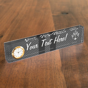 Boat Racing Nautical in Black Carbon Fibre Style Nameplate