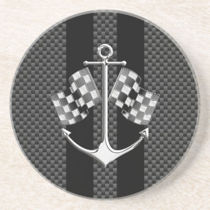 Boat Racing Nautical in Carbon Fibre Decor Coaster
