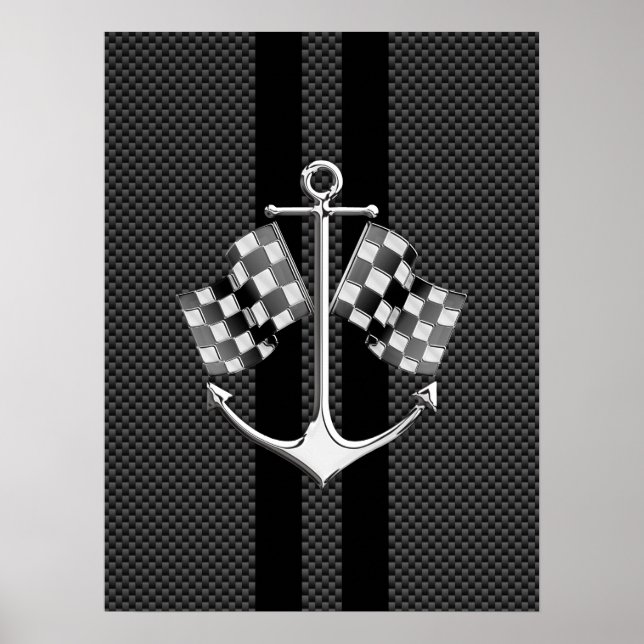 Boat Racing Nautical in Carbon Fibre Style Decor (Front)