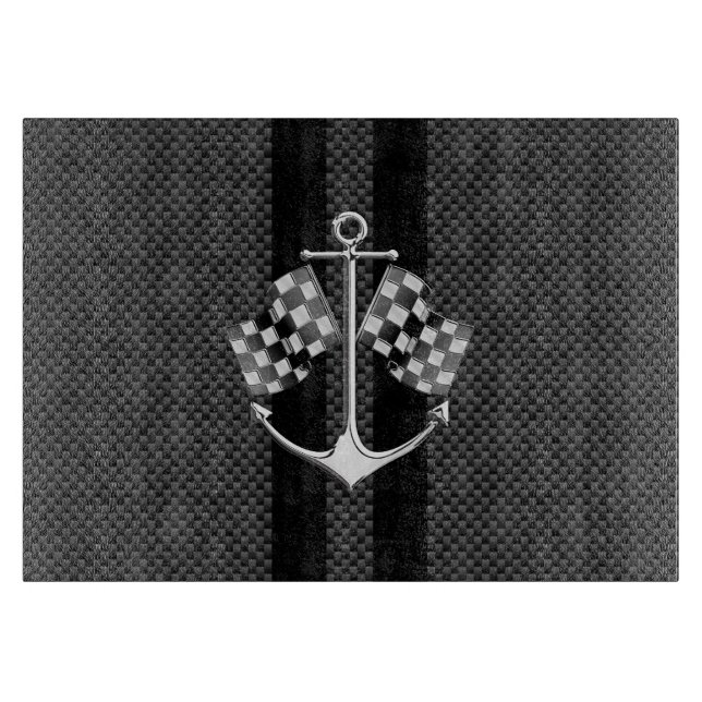 Boat Racing Nautical in Carbon Fibre Style Decor Cutting Board (Front)