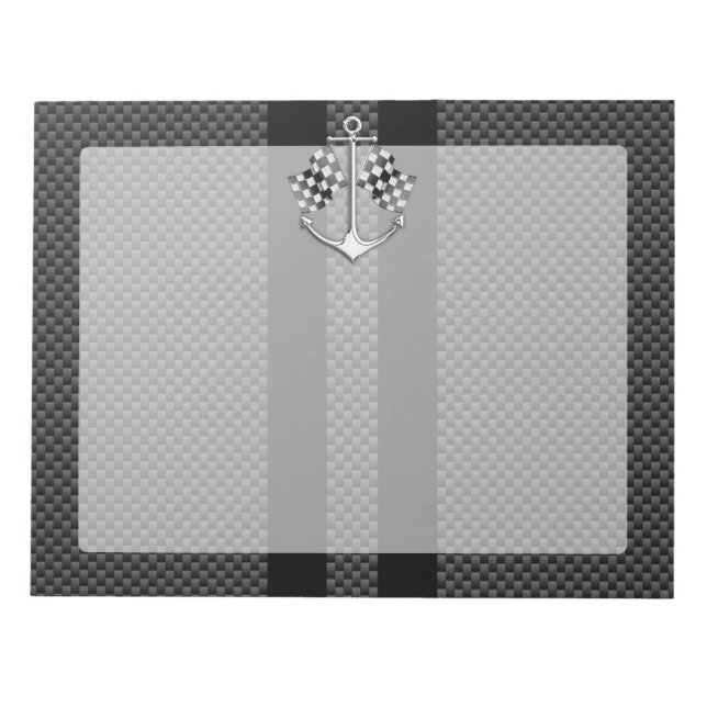 Boat Racing Nautical in Carbon Fibre Style Decor Notepad (Front)