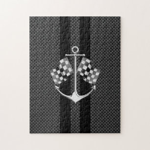 Boat Racing Nautical in Carbon Fibre Style Jigsaw Puzzle