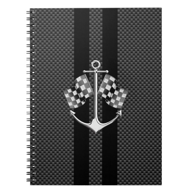 Boat Racing Nautical in Carbon Fibre Style Notebook (Front)