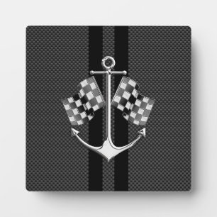 Boat Racing Nautical in Carbon Fibre Style Plaque