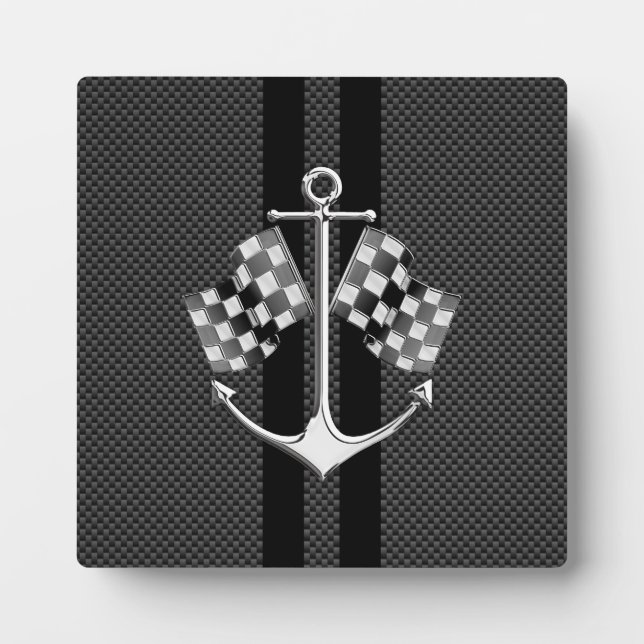 Boat Racing Nautical in Carbon Fibre Style Plaque (Front)