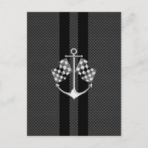 Boat Racing Nautical in Carbon Fibre Style Postcard