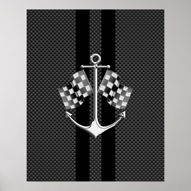 Boat Racing Nautical in Carbon Fibre Style Poster (Front)