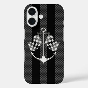 Boat Racing Nautical in Carbon Style iPhone 16 Case