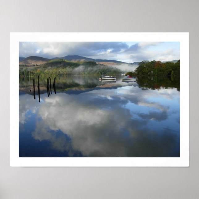 Boat Reflections on Derwentwater Poster (Front)