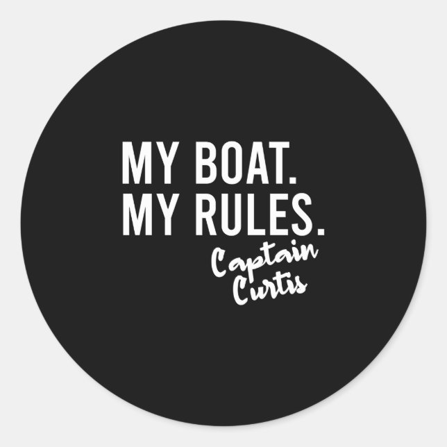 Boat rules captain curtis boating name performance classic round sticker (Front)
