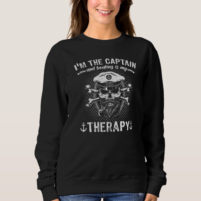 Boat Sailing Boat Captain's Hat Motorboat Sailing  Sweatshirt (Front)