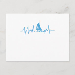 Boat Sailing Gift Heartbeat Funny Sailboat Postcard