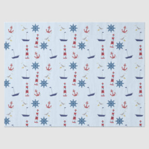 Boat Sailing Sailboats Anchor Lighthouse Nautical Tissue Paper