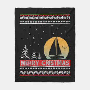 Boat Sailor Sailing Ugly Christmas Sailing Gift Fleece Blanket