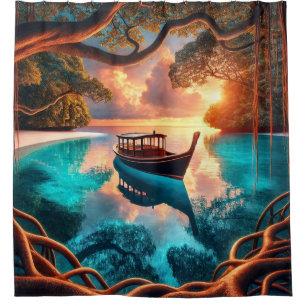 Boat Scene Shower Curtain
