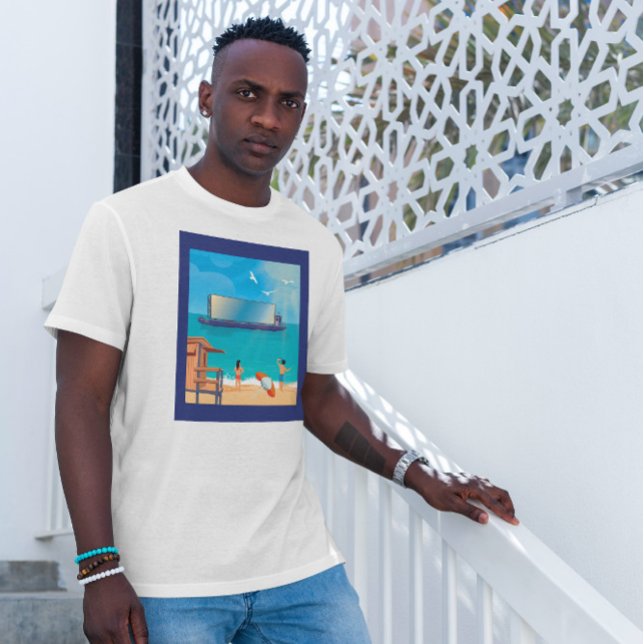 Boat Screen Beach Illustration T-Shirt (Creator Uploaded)