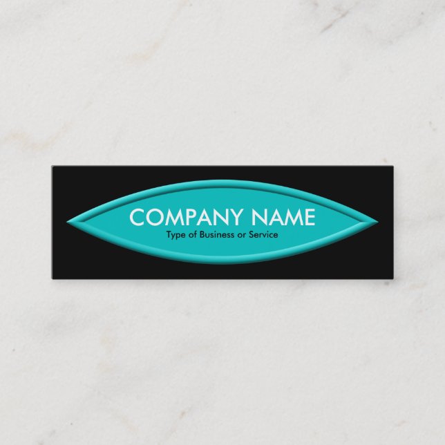 Boat Shape II - Turquoise on Black Mini Business Card (Front)