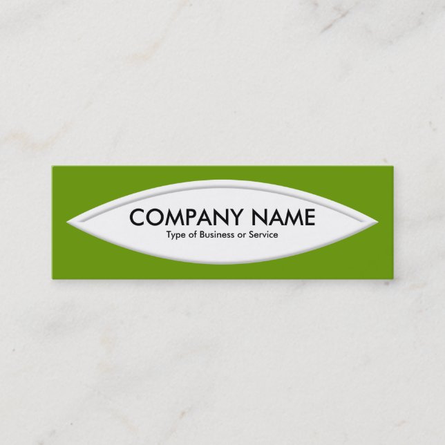 Boat Shape II - White on Avocado Green Mini Business Card (Front)