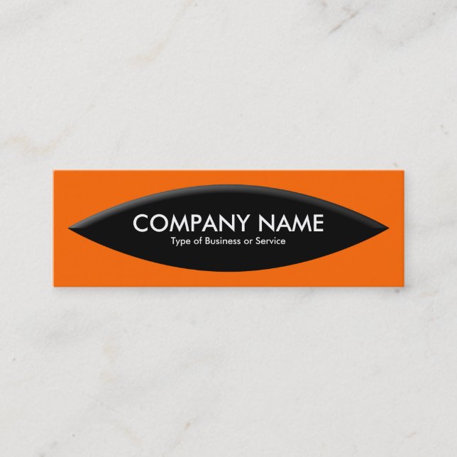Boat Shape - Orange on Black Mini Business Card (Front)