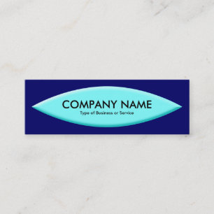Boat Shape - Pale Cyan on Navy Mini Business Card