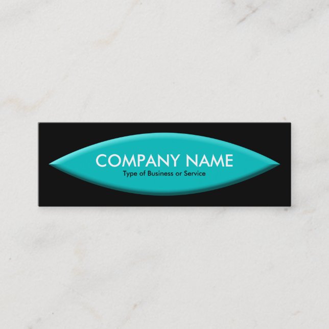 Boat Shape - Turquoise on Black Mini Business Card (Front)