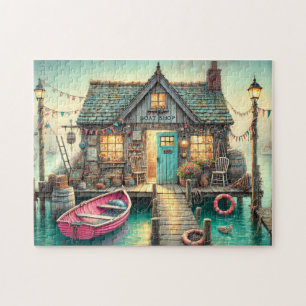 Boat Shop Dockside Rowboat Seaside Treasure Jigsaw Puzzle
