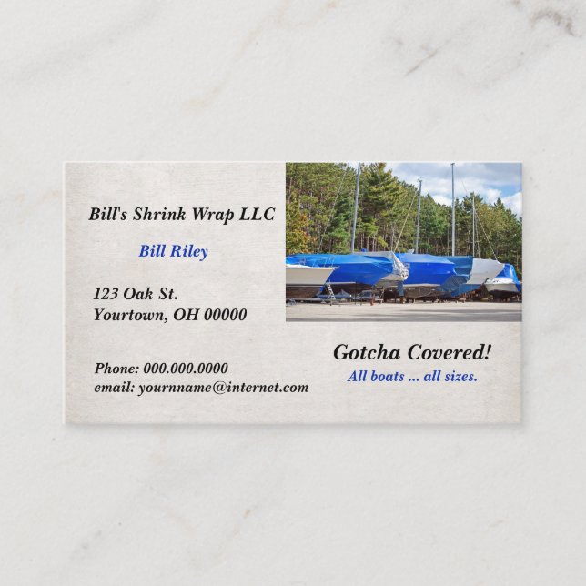 boat shrink wrap winterising business card (Front)