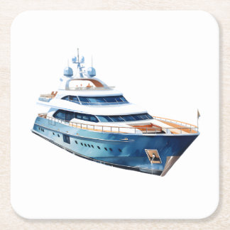 Boat Square Paper Coaster