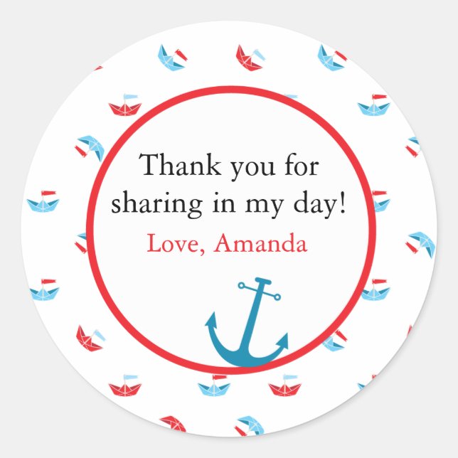 Boat Theme Favour Sticker (Front)