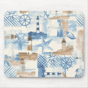 Boat theme nautical ocean anchor steering wheel se mouse pad