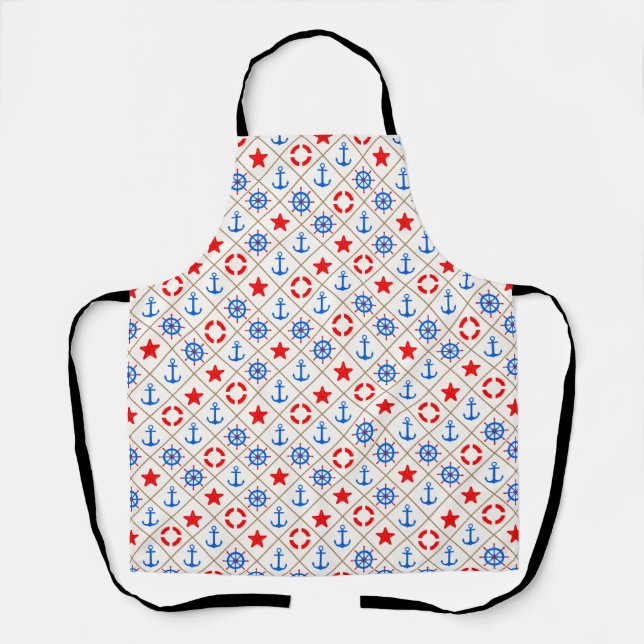 Boat trip . blue , red, sailor , sea , anchor apron (Front)