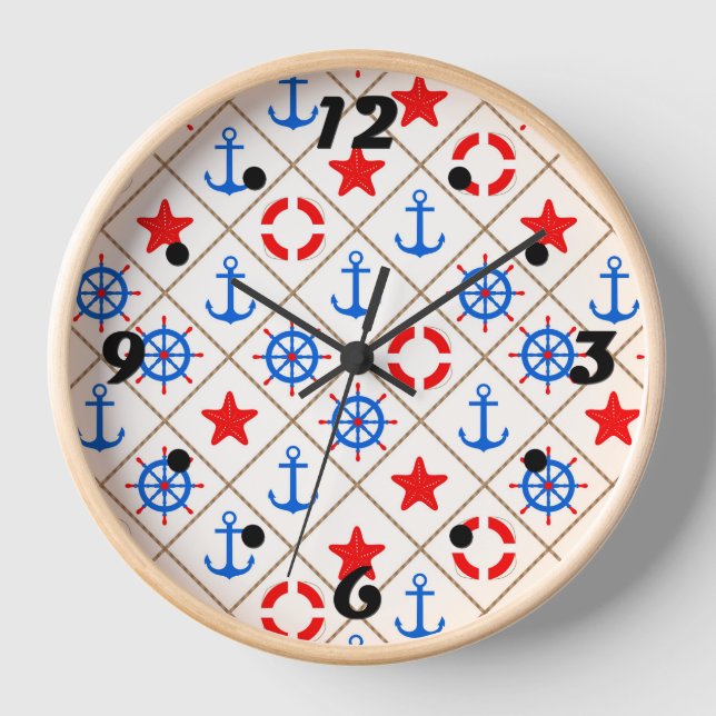 Boat trip . blue , red, sailor , sea , anchor clock (Front)
