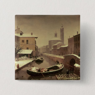 Boat under the Snow 15 Cm Square Badge