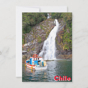 Boat & waterfall, Chile card